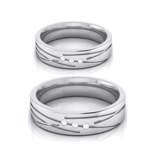 Jewelove™ Rings Both / SI IJ Designer 3 Diamond Platinum Love Bands JL PT R-8007