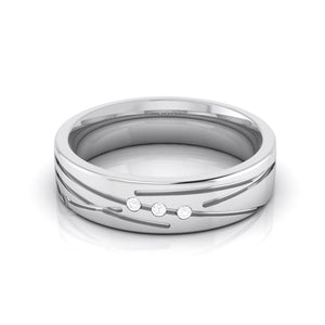 Jewelove™ Rings Women's Band only / SI IJ Designer 3 Diamond Platinum Love Bands JL PT R-8007