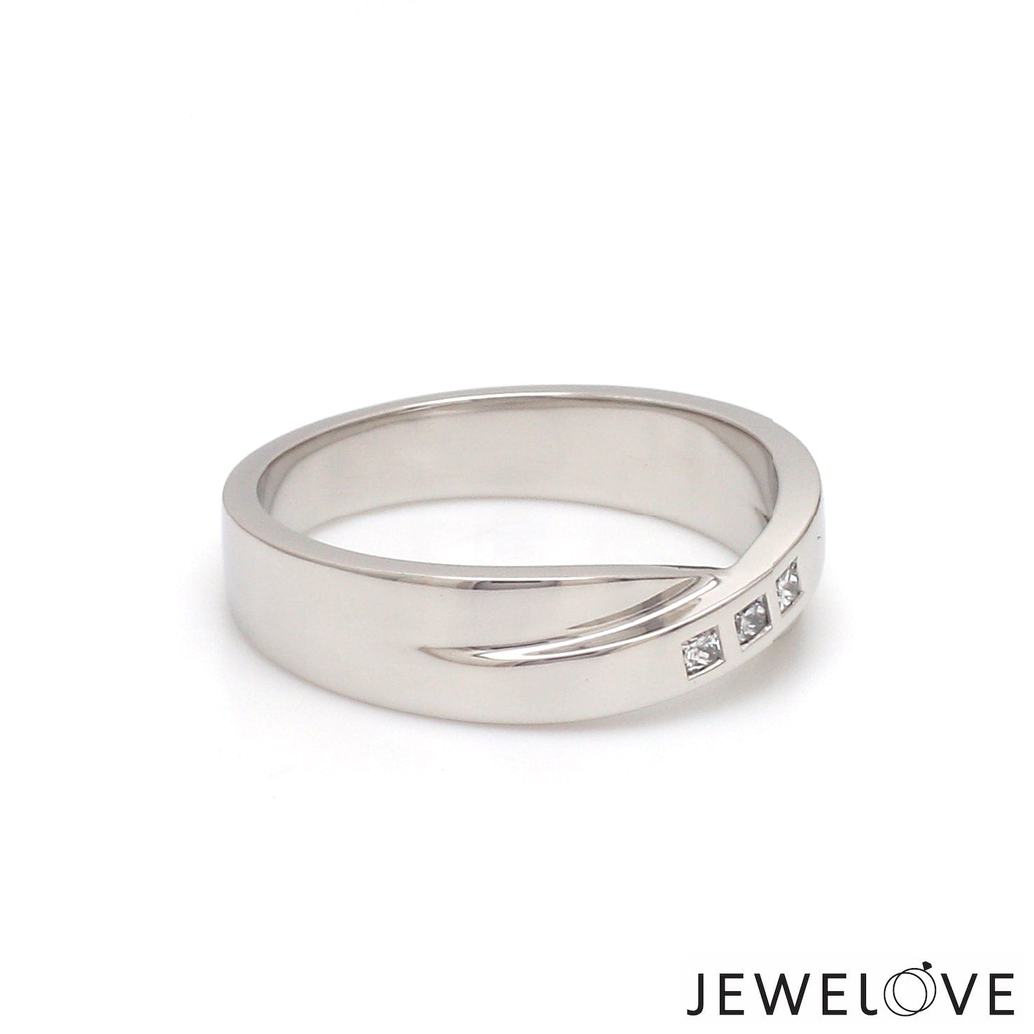 Jewelove™ Rings Designer 3 Diamond Platinum Ring for Women JL PT R-8012