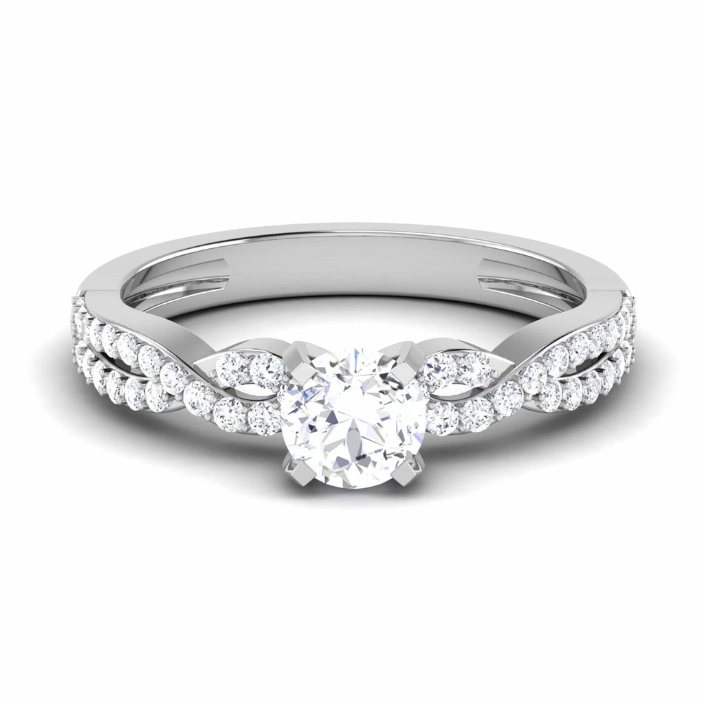 Jewelove™ Rings Designer 30 Pointer Platinum Double Shank Diamond Solitaire Engagement Ring JL PT 6994