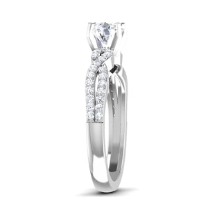 Jewelove™ Rings Designer 30 Pointer Platinum Double Shank Diamond Solitaire Engagement Ring JL PT 6994