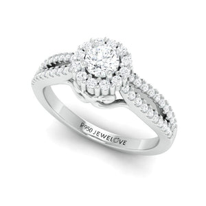 Jewelove™ Rings Designer 30-Pointer Platinum Halo Solitaire Ring with Split Shank JL PT 976