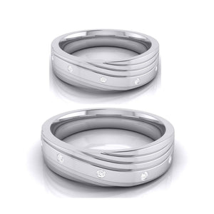 Jewelove™ Rings Both / SI IJ Designer 4 Diamond Platinum Love Bands JL PT R-8019