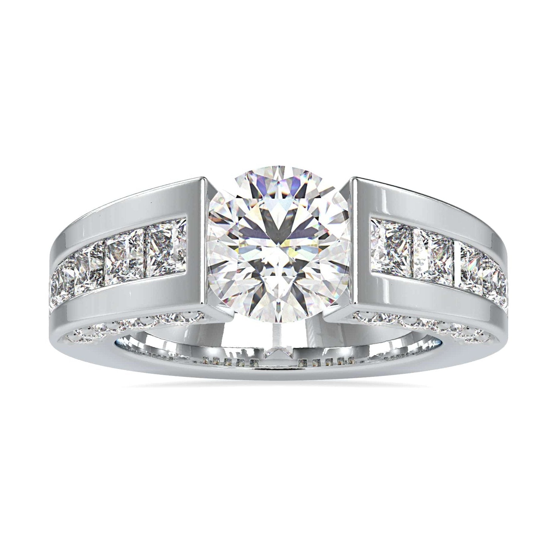 Jewelove™ Rings VS J / Women's Band only Designer 50-Pointer Solitaire with Princess Cut & Round Brilliant Cut Diamond Ring JL PT 0109-B