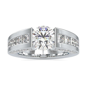 Jewelove™ Rings VS J / Women's Band only Designer 50-Pointer Solitaire with Princess Cut & Round Brilliant Cut Diamond Ring JL PT 0109-B