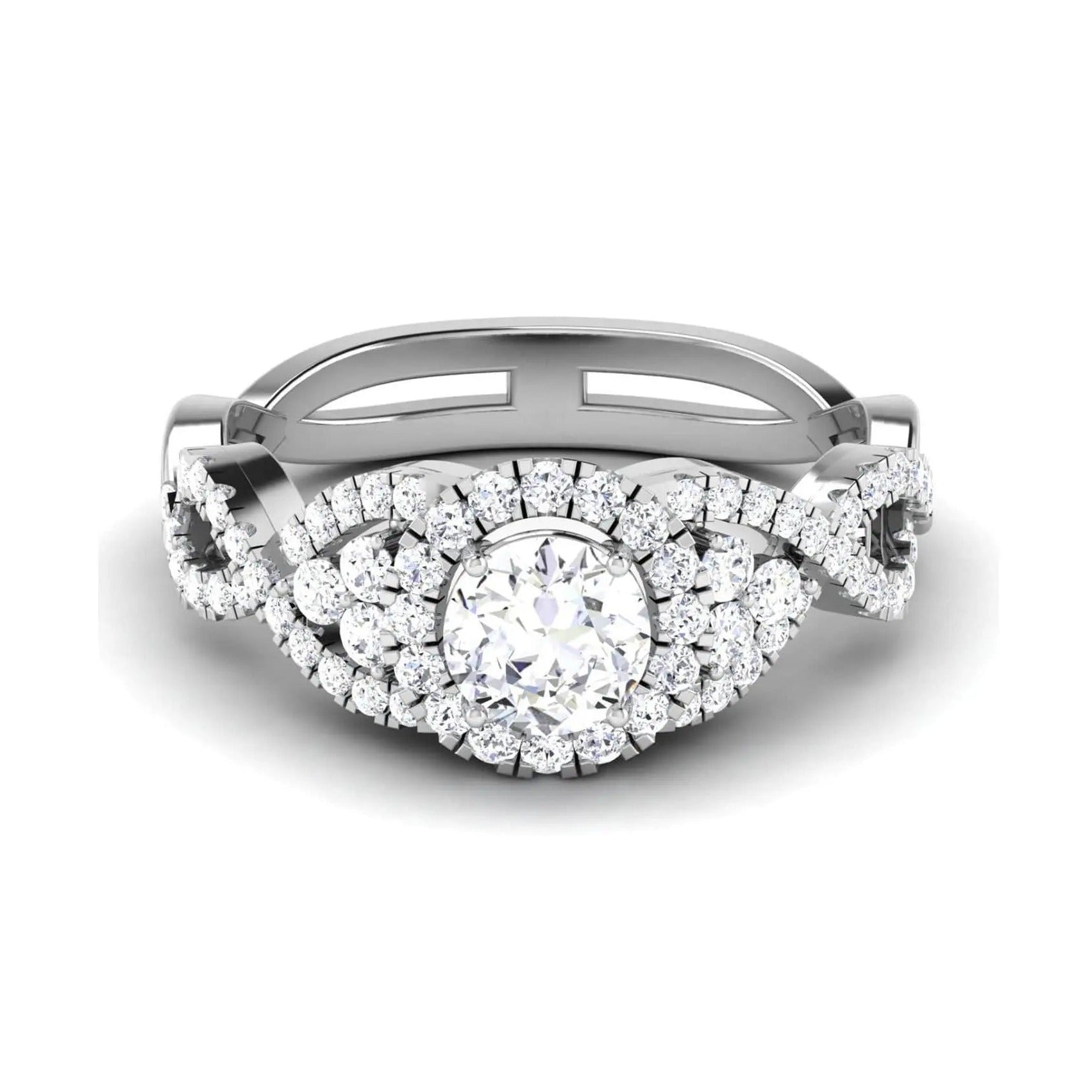 Jewelove™ Rings J VS / Women's Band only Designer 60 Pointer Solitaire Engagement Ring in Platinum JL PT 441