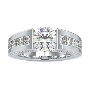 Jewelove™ Rings VS J / Women's Band only Designer 70-Pointer Solitaire with Princess Cut & Round Brilliant Cut Diamond Ring JL PT 0109-A