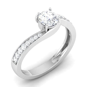 Jewelove™ Rings Designer Curvy Platinum Solitaire Engagement Ring for Women JL PT 480