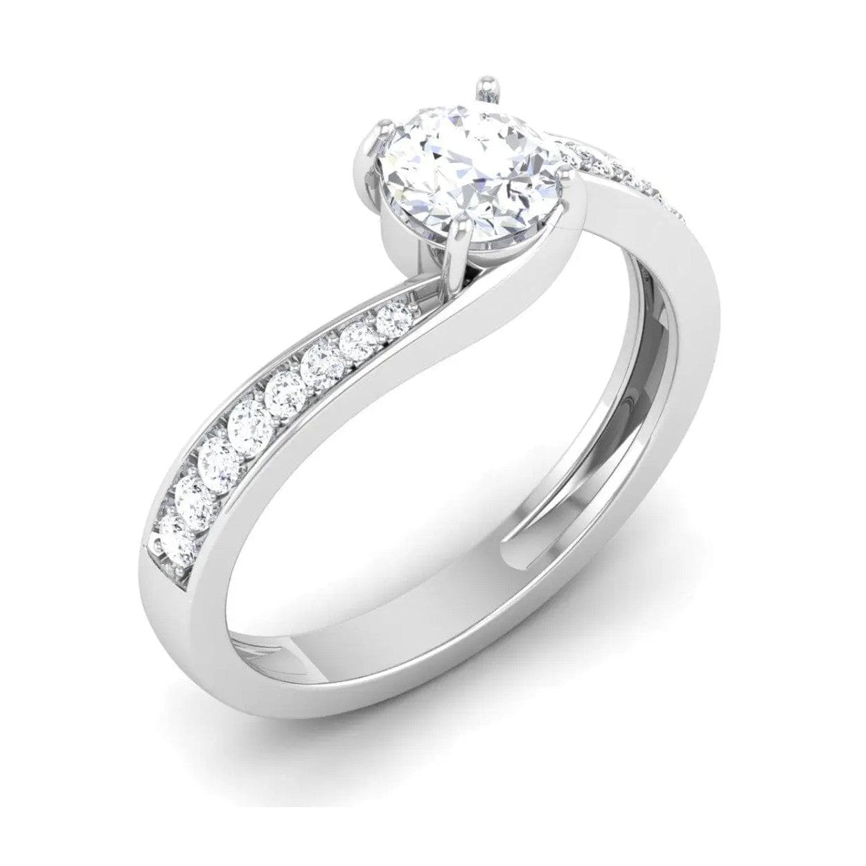 Jewelove™ Rings Designer Curvy Platinum Solitaire Setting for Women JL PT 480-M