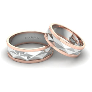 Jewelove™ Rings Designer Cut Platinum & Rose Gold Couple Rings JL PT 946