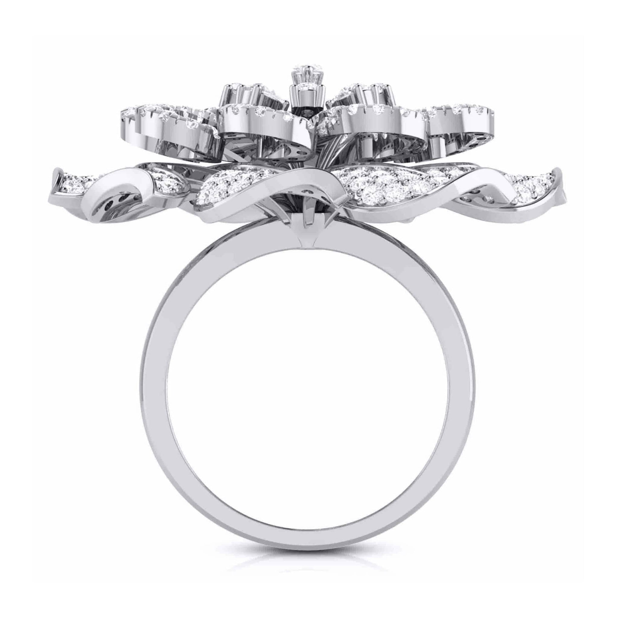 Jewelove™ Rings Designer Diamond Flower Cocktail ring in Platinum for Women JL PT R-004