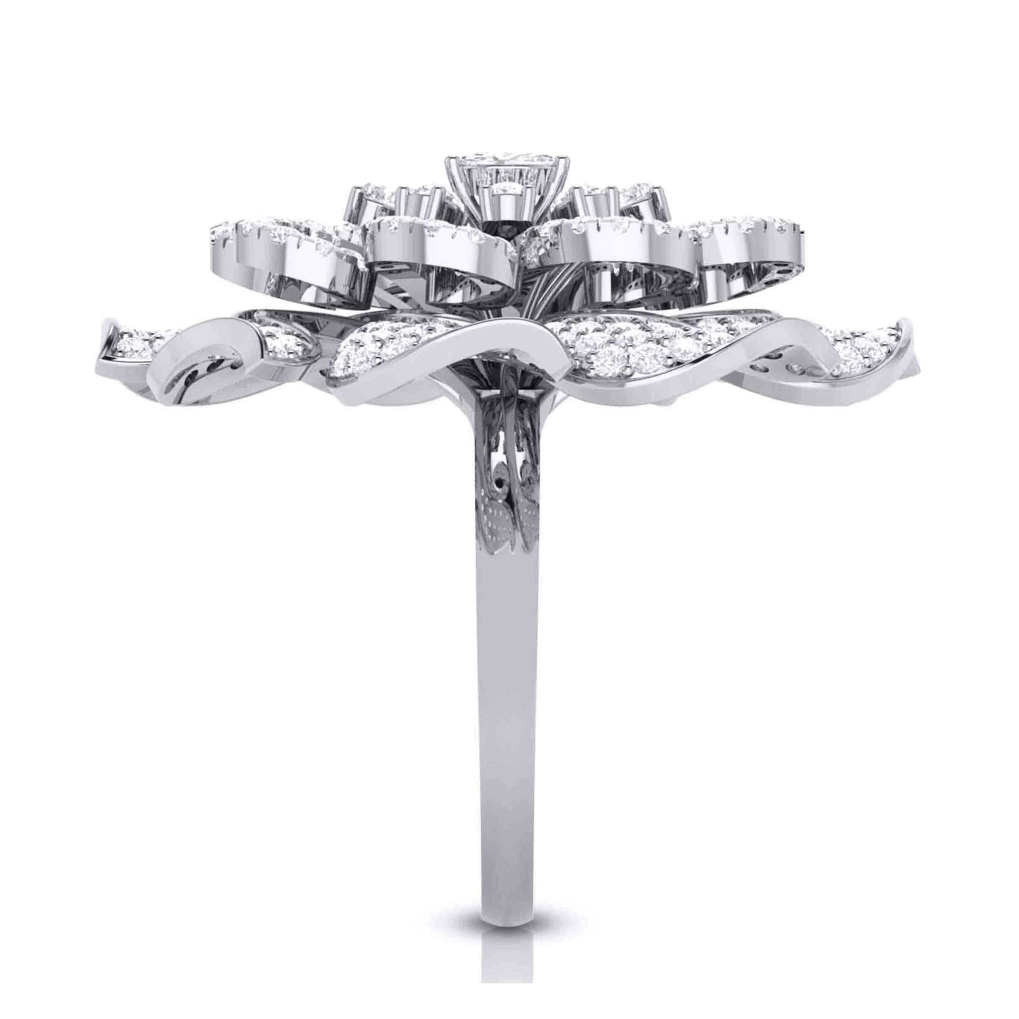 Jewelove™ Rings Designer Diamond Flower Cocktail ring in Platinum for Women JL PT R-004