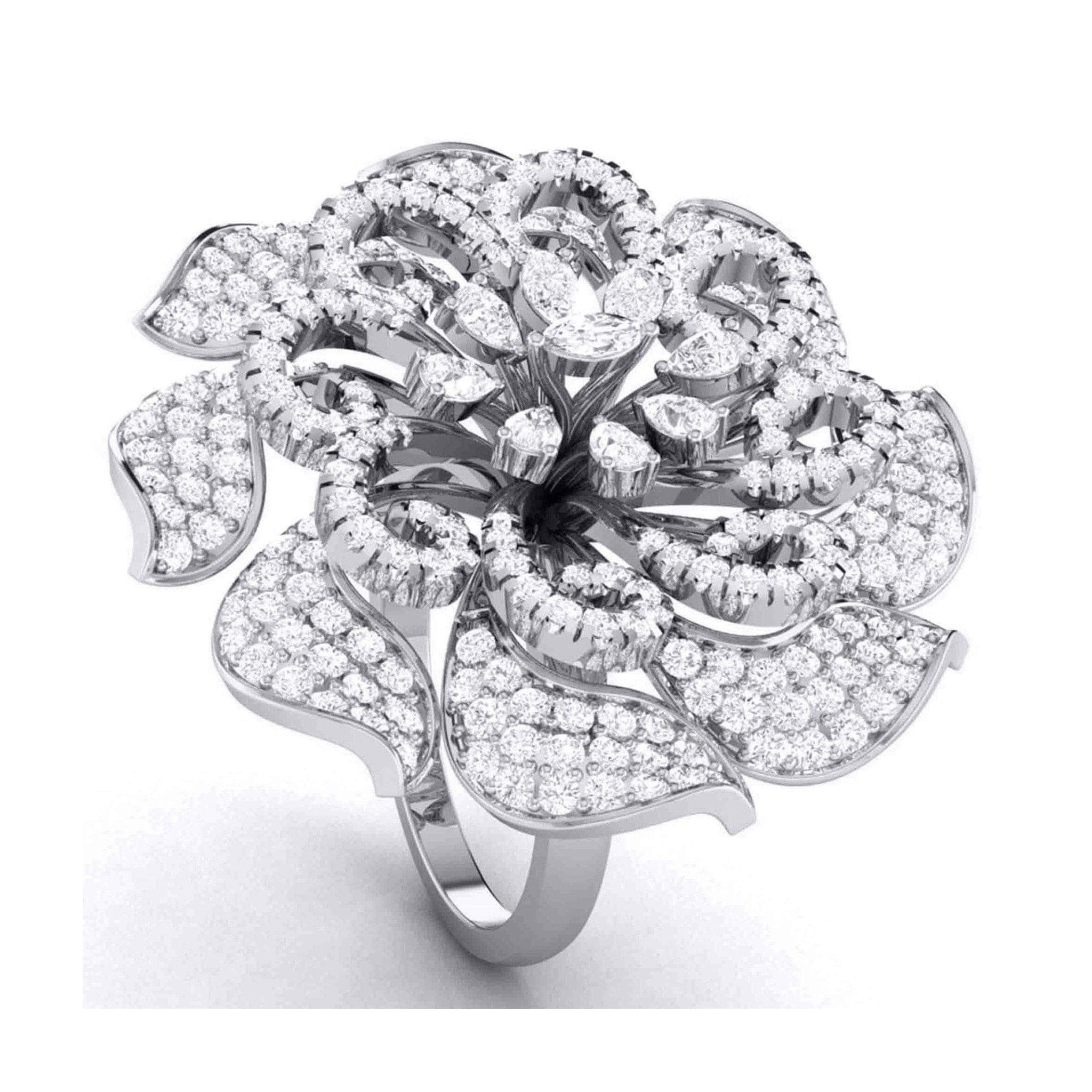 Jewelove™ Rings Designer Diamond Flower Cocktail ring in Platinum for Women JL PT R-004