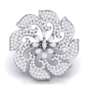 Jewelove™ Rings Designer Diamond Flower Cocktail ring in Platinum for Women JL PT R-004