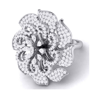 Jewelove™ Rings Designer Diamond Flower Cocktail ring in Platinum for Women JL PT R-004