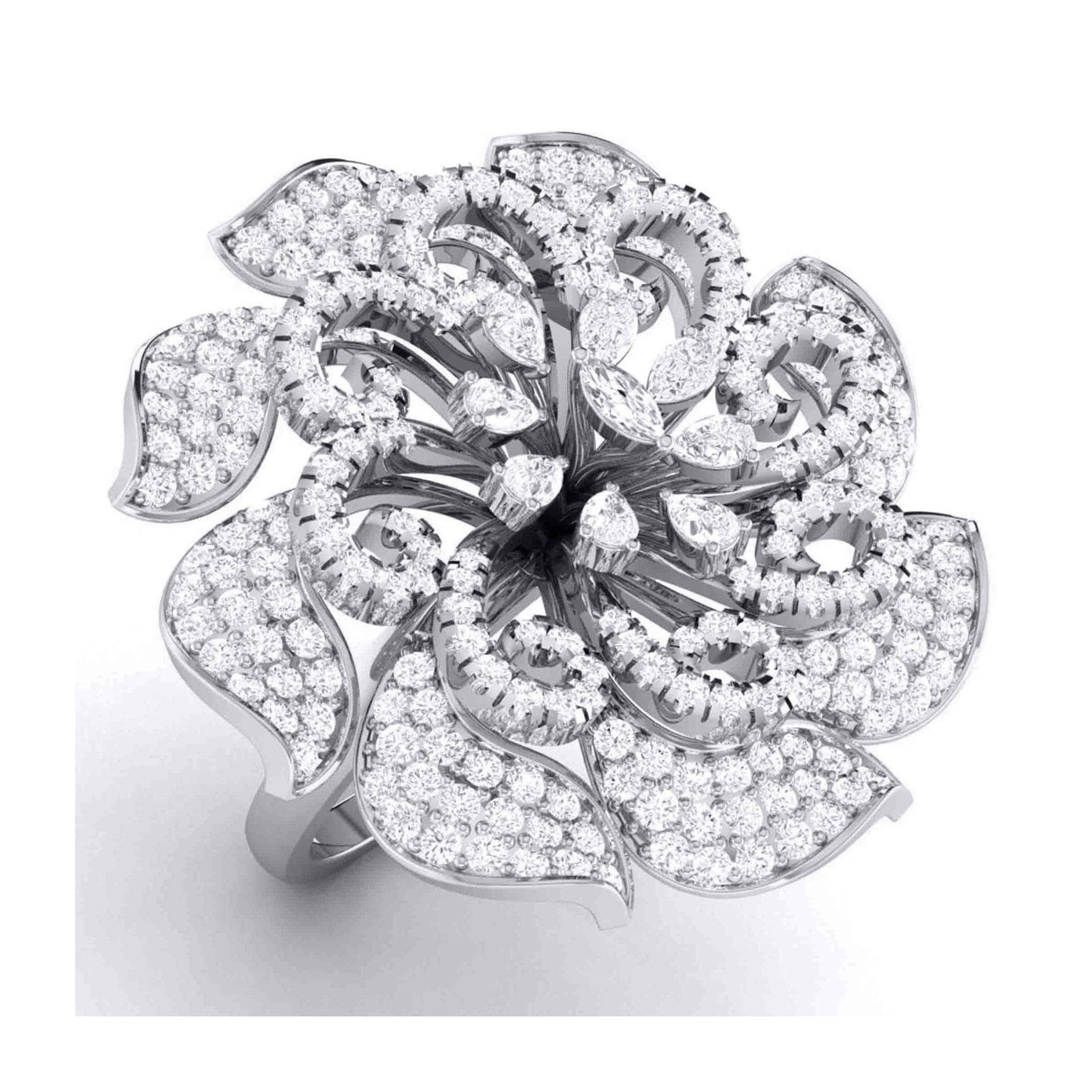 Jewelove™ Rings Designer Diamond Flower Cocktail ring in Platinum for Women JL PT R-004