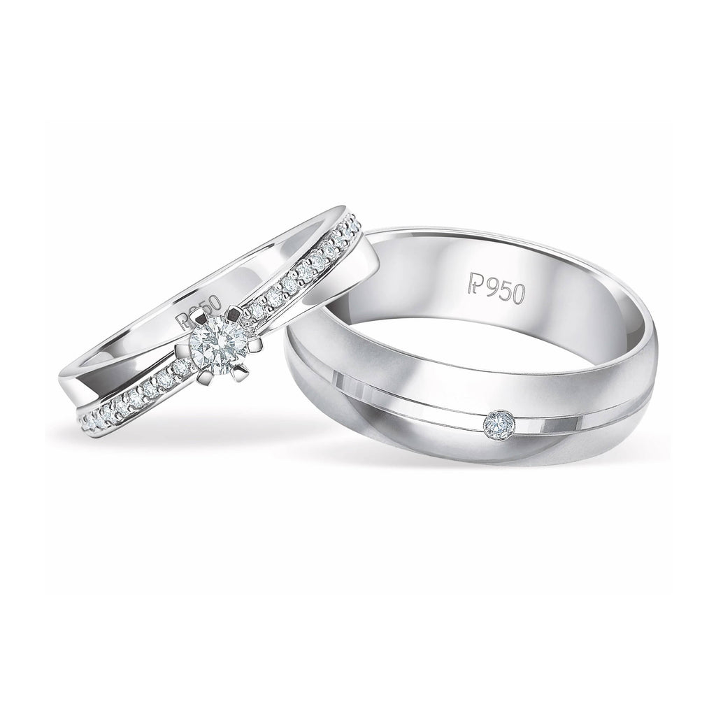 Jewelove™ Rings Designer Diamond Platinum Couple Rings JL PT 913