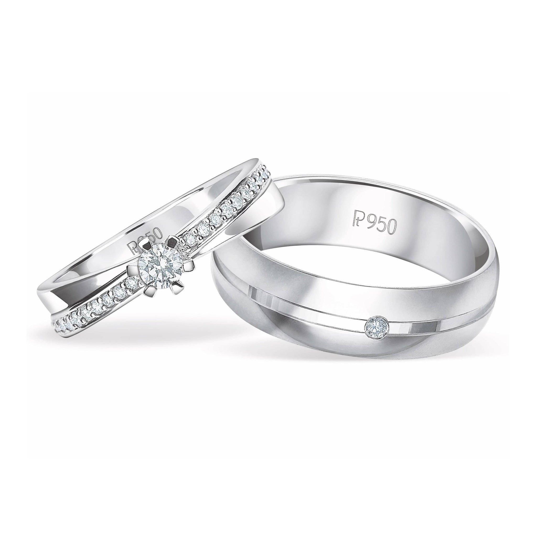 Jewelove™ Rings Designer Diamond Platinum Couple Rings JL PT 913