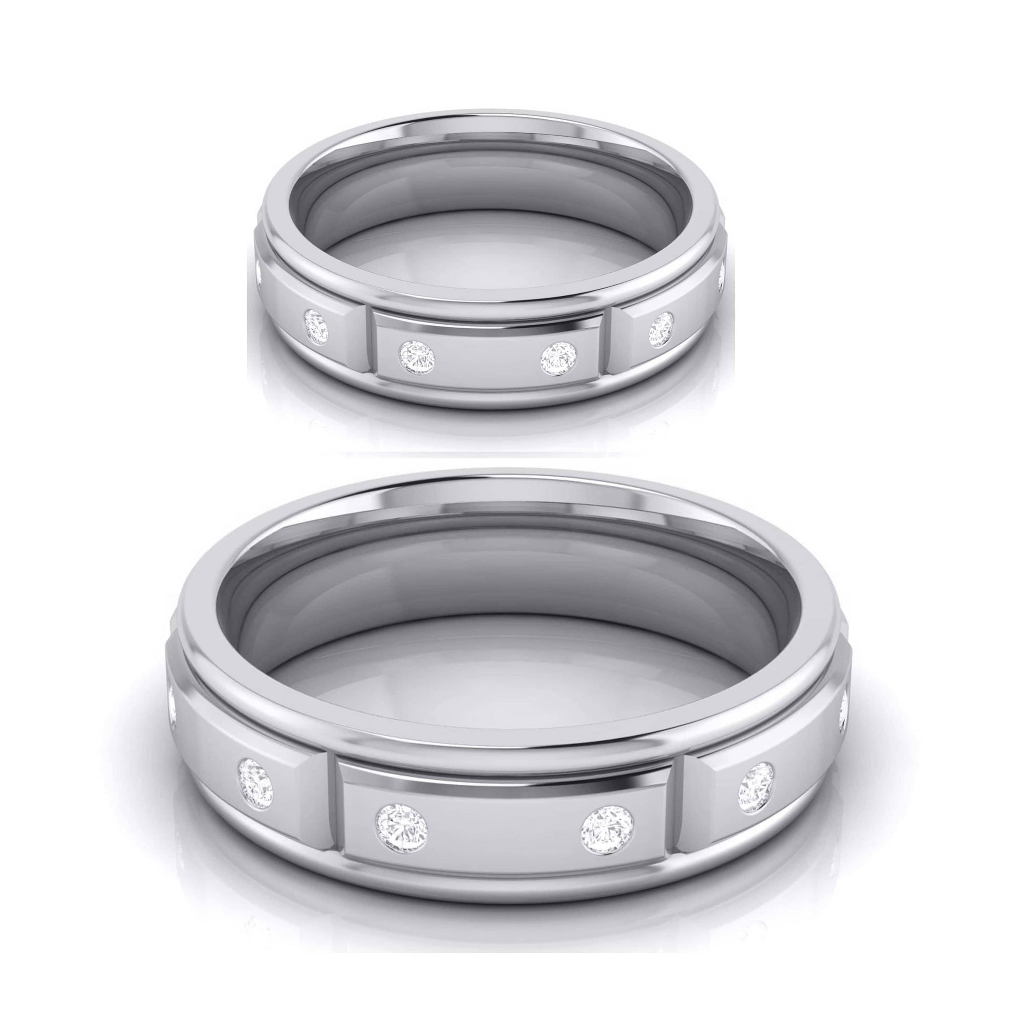 Jewelove™ Rings Both / SI IJ Designer Diamond Platinum Love Bands JL PT R-8021