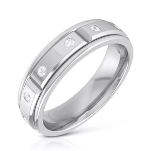 Jewelove™ Rings Men's Band only / SI IJ Designer Diamond Platinum Love Bands JL PT R-8021