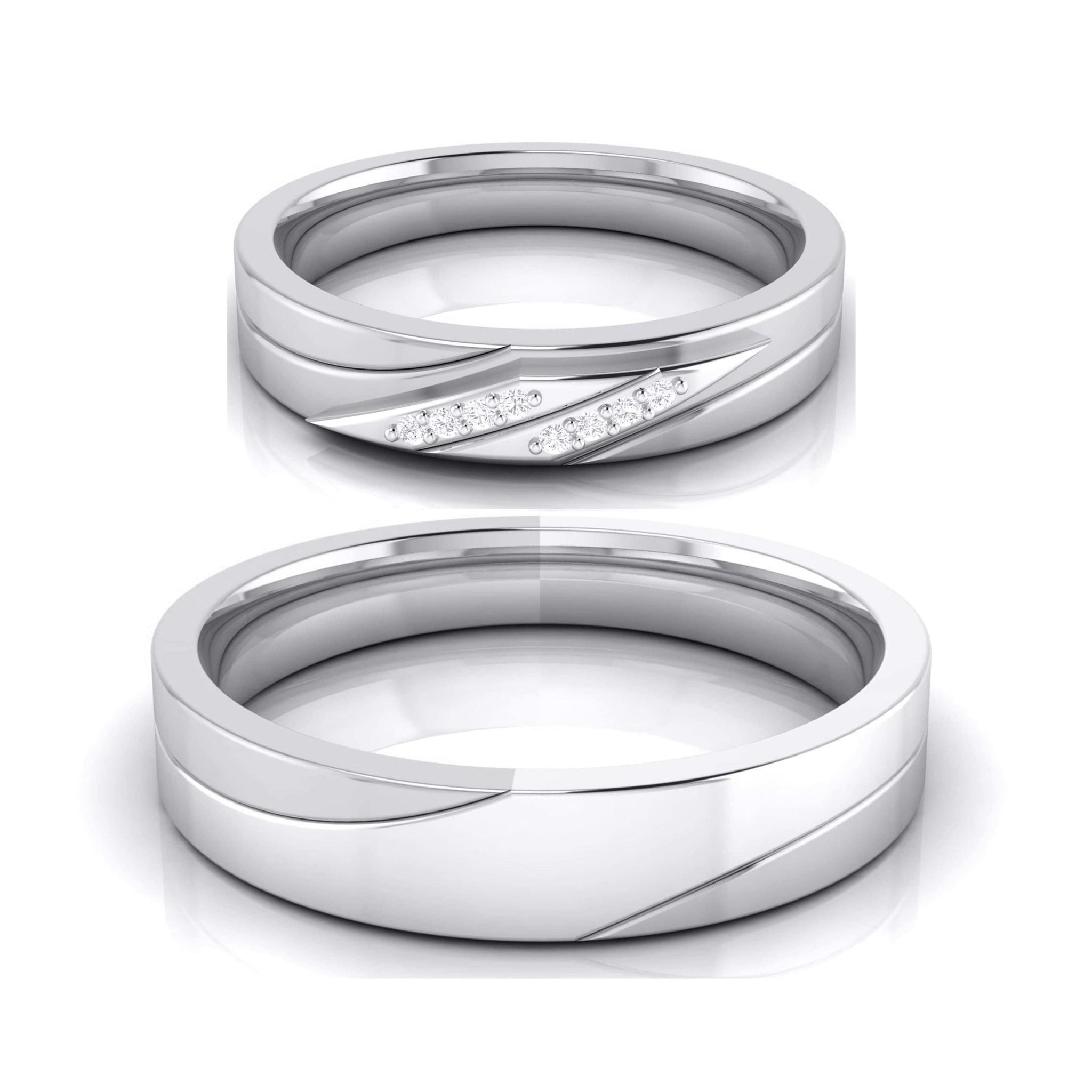 Jewelove™ Rings Both / SI IJ Designer Diamond Platinum Love Bands JL PT R-8026