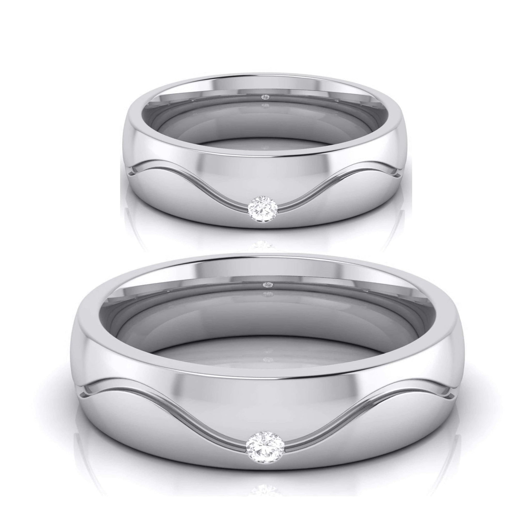 Jewelove™ Rings Both / SI IJ Designer Diamond Platinum Love Bands JL PT R-8027