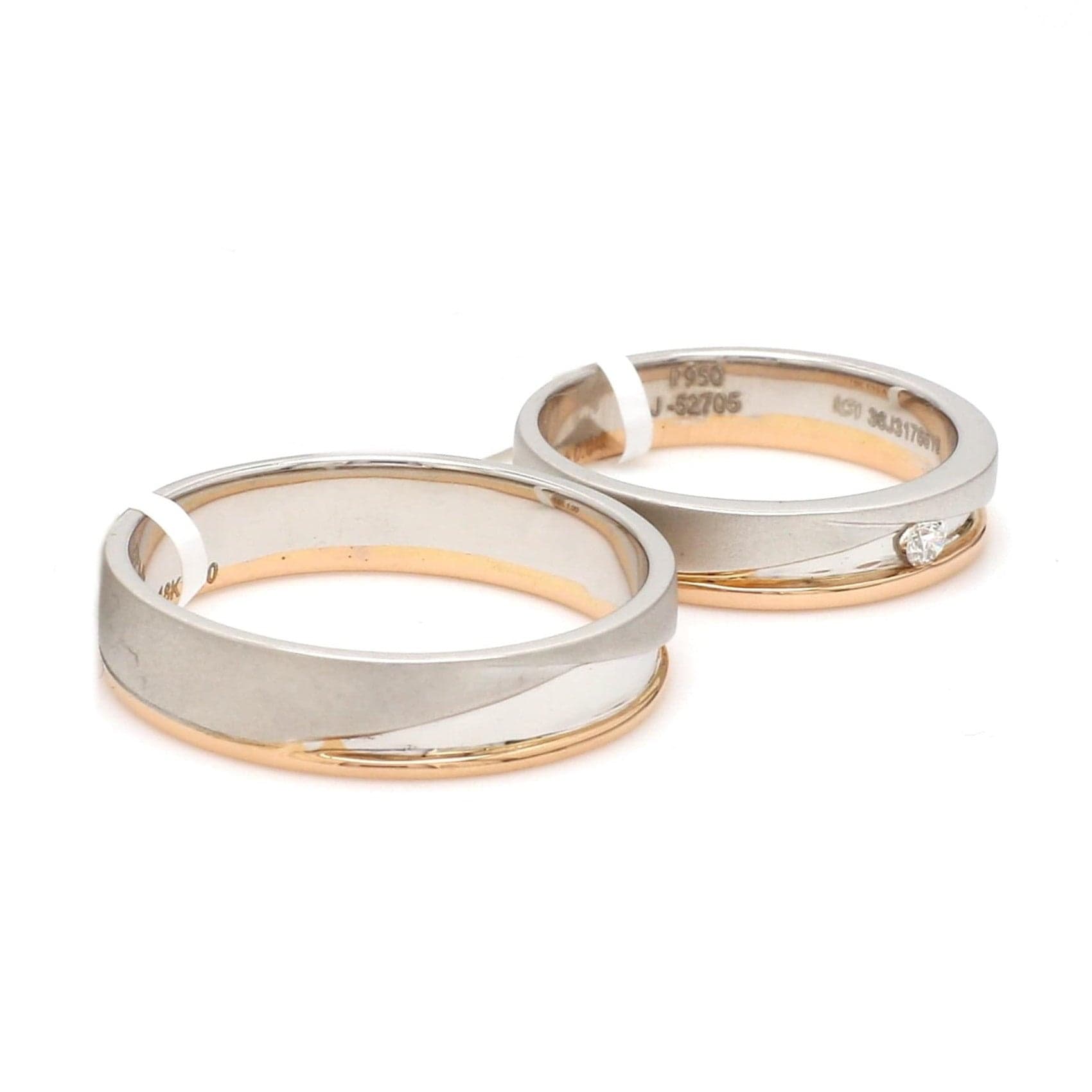 Jewelove™ Rings Designer Diamond Platinum Rose Gold Couple Rings JL PT 1131