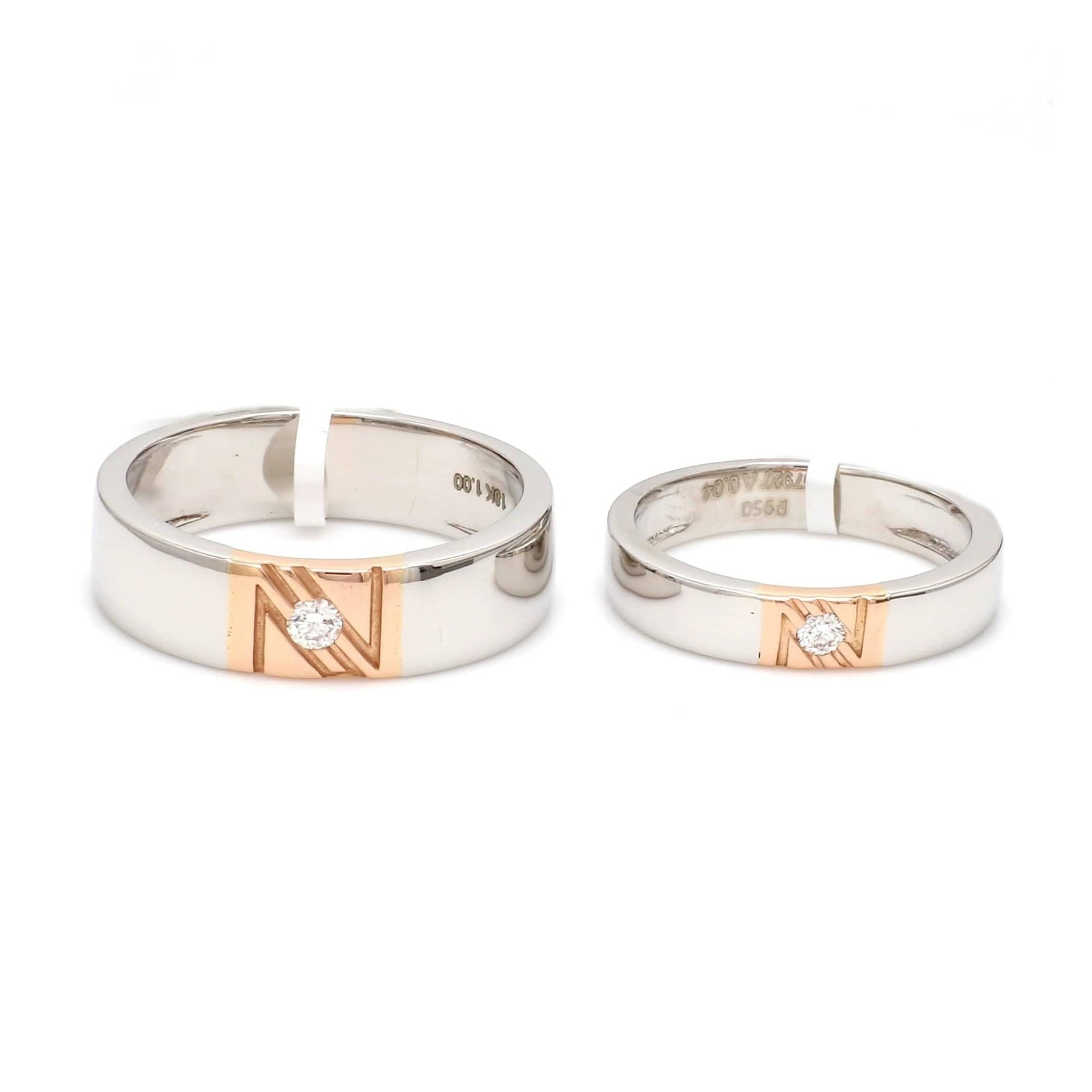 Jewelove™ Rings Both / SI IJ Designer Diamond Platinum Rose Gold Couple Rings JL PT 1133