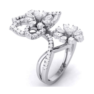 Jewelove™ Rings Designer Flower Diamond Cocktail Ring in platinum for Women JL PT R-010