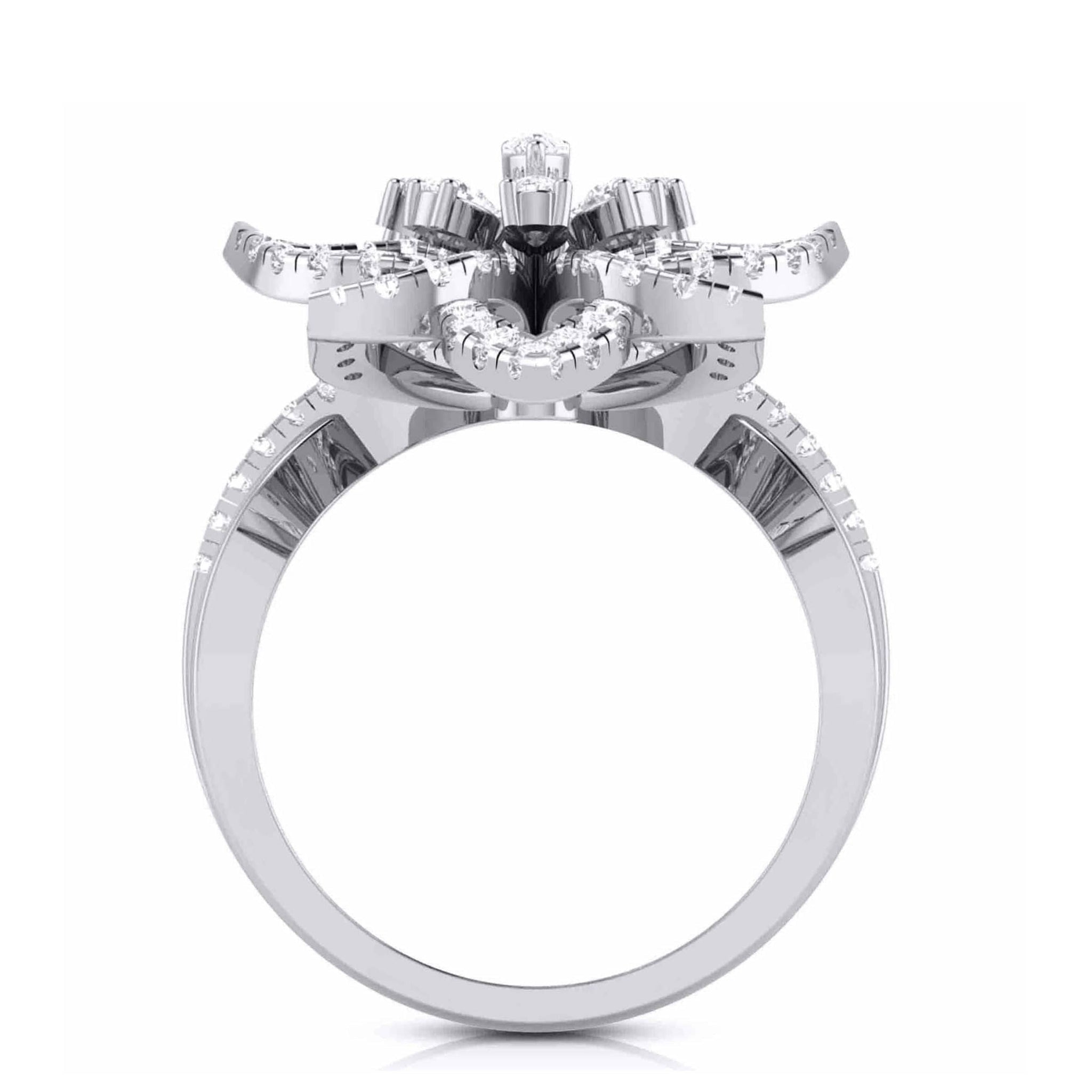 Jewelove™ Rings Designer Flower Diamond Cocktail Ring in platinum for Women JL PT R-010