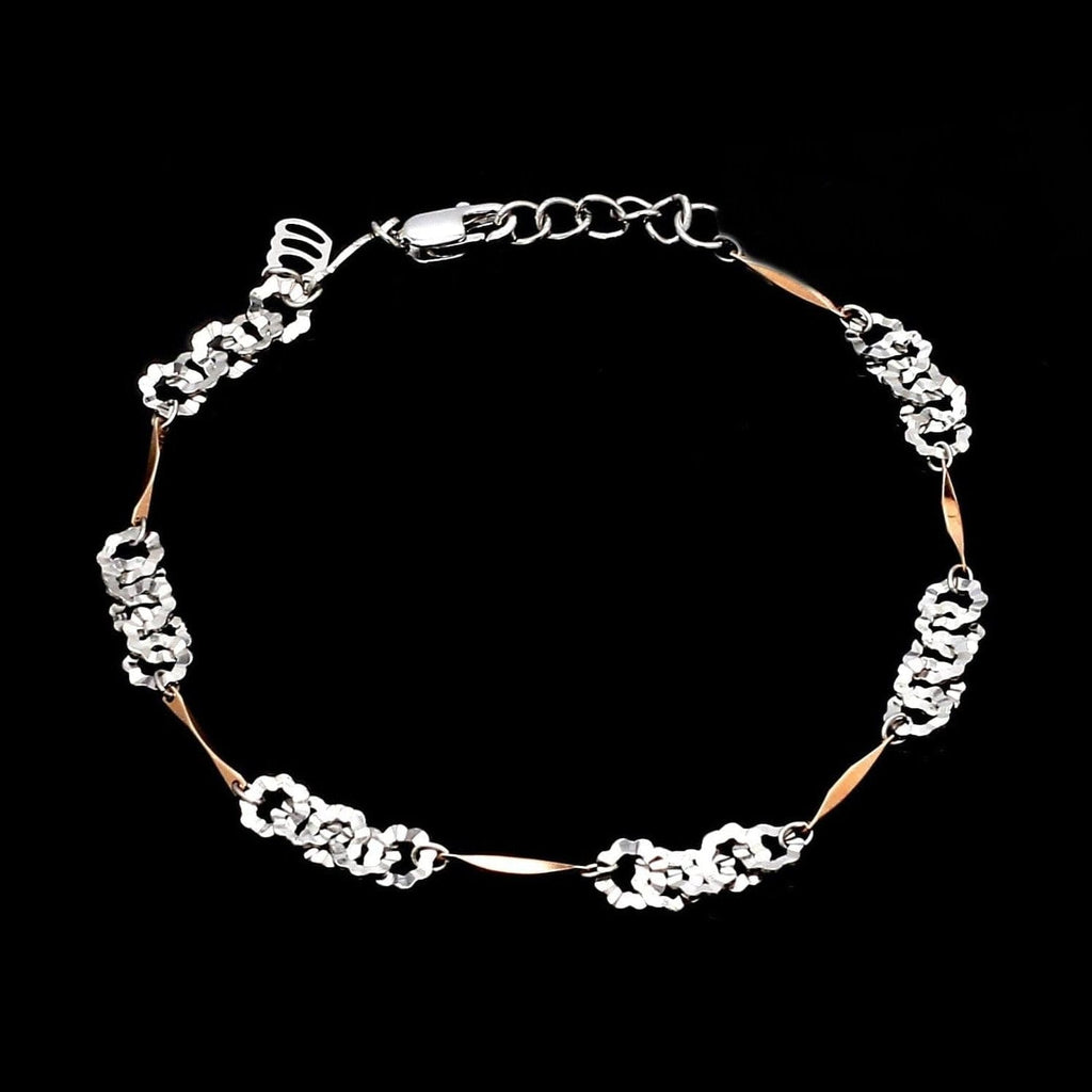 Jewelove™ Bangles & Bracelets Designer Flowery Japanese Platinum Rose Gold Bracelet for Women JL PTB 662R