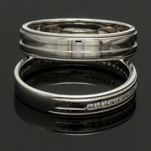 Jewelove™ Rings Designer Half Eternity & Plain Platinum Couple Rings JL PT 524