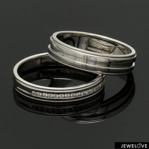 Jewelove™ Rings Designer Half Eternity & Plain Platinum Couple Rings JL PT 524