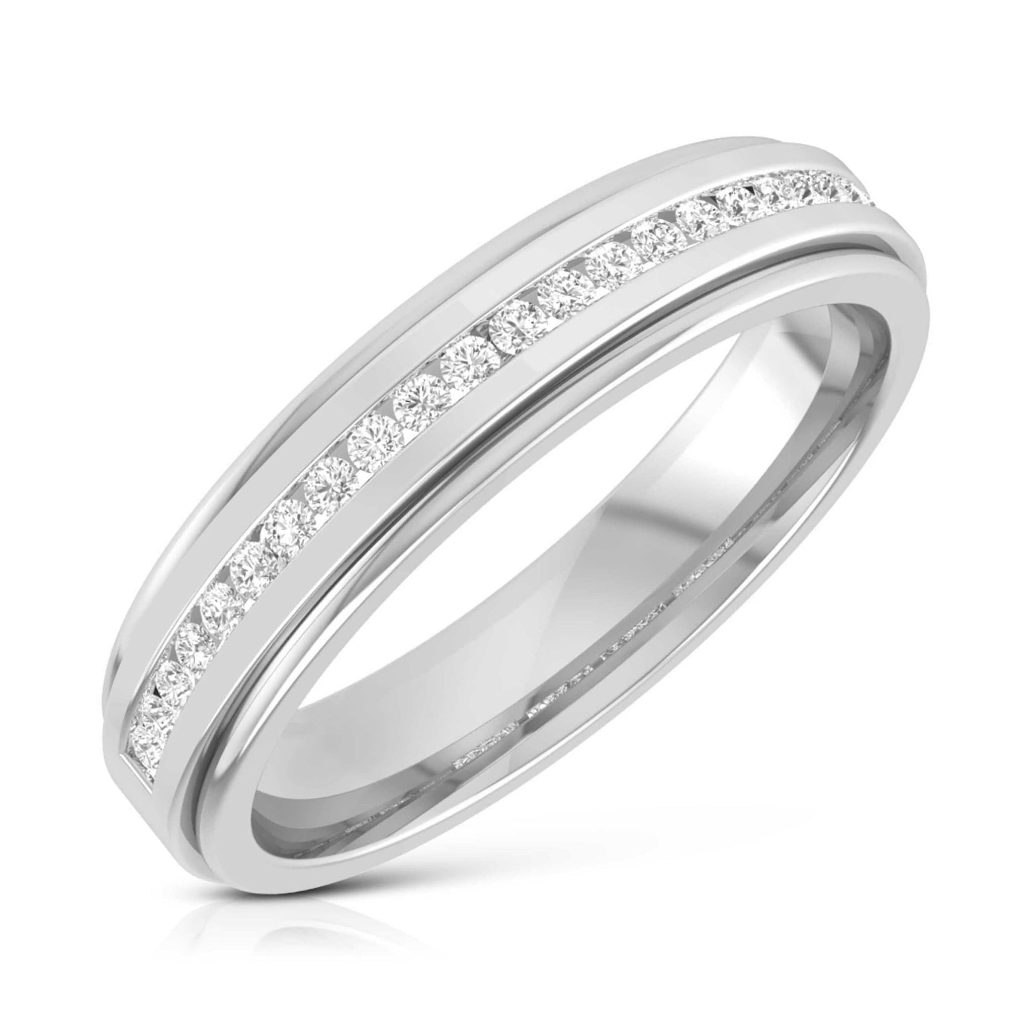 Jewelove™ Rings Designer Half Eternity & Plain Platinum Couple Rings JL PT 524