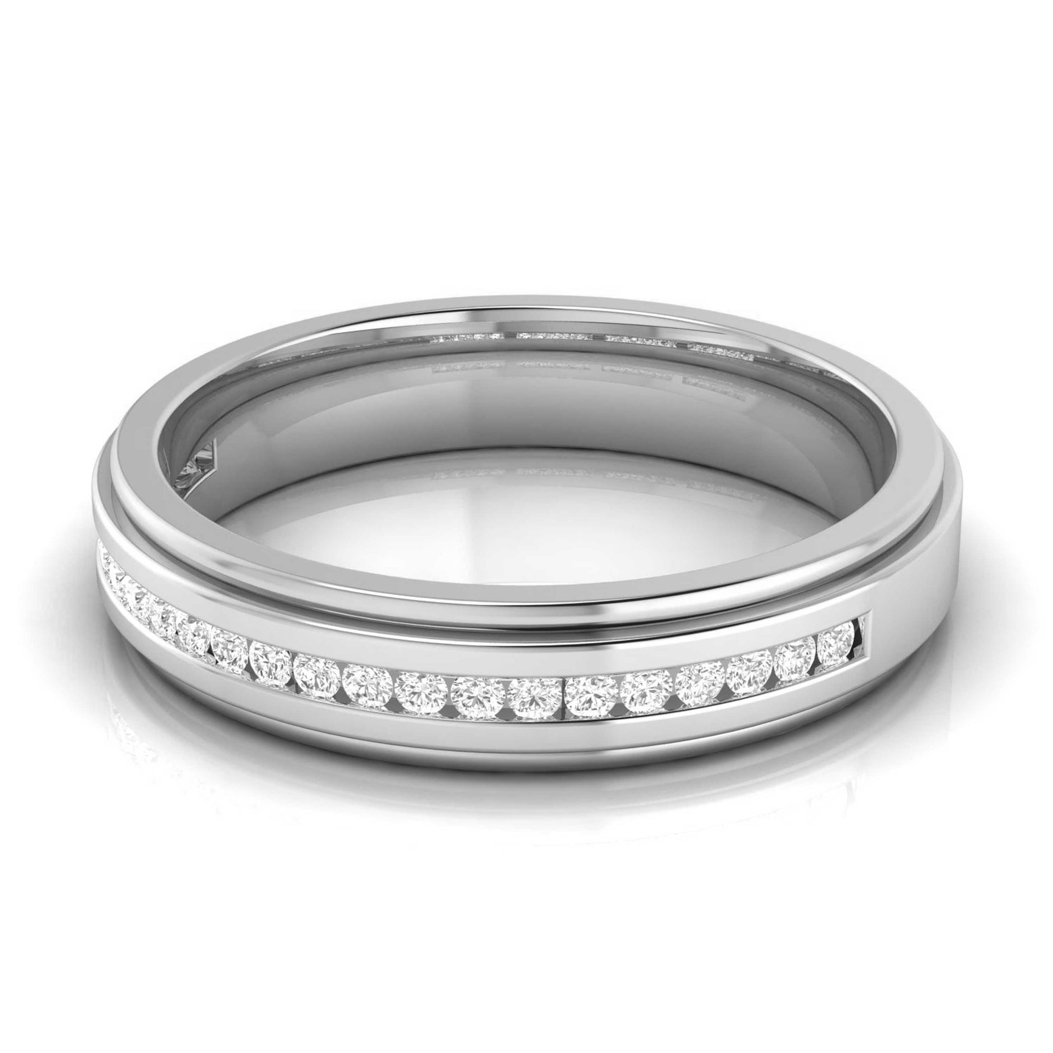 Jewelove™ Rings Designer Half Eternity & Plain Platinum Couple Rings JL PT 524