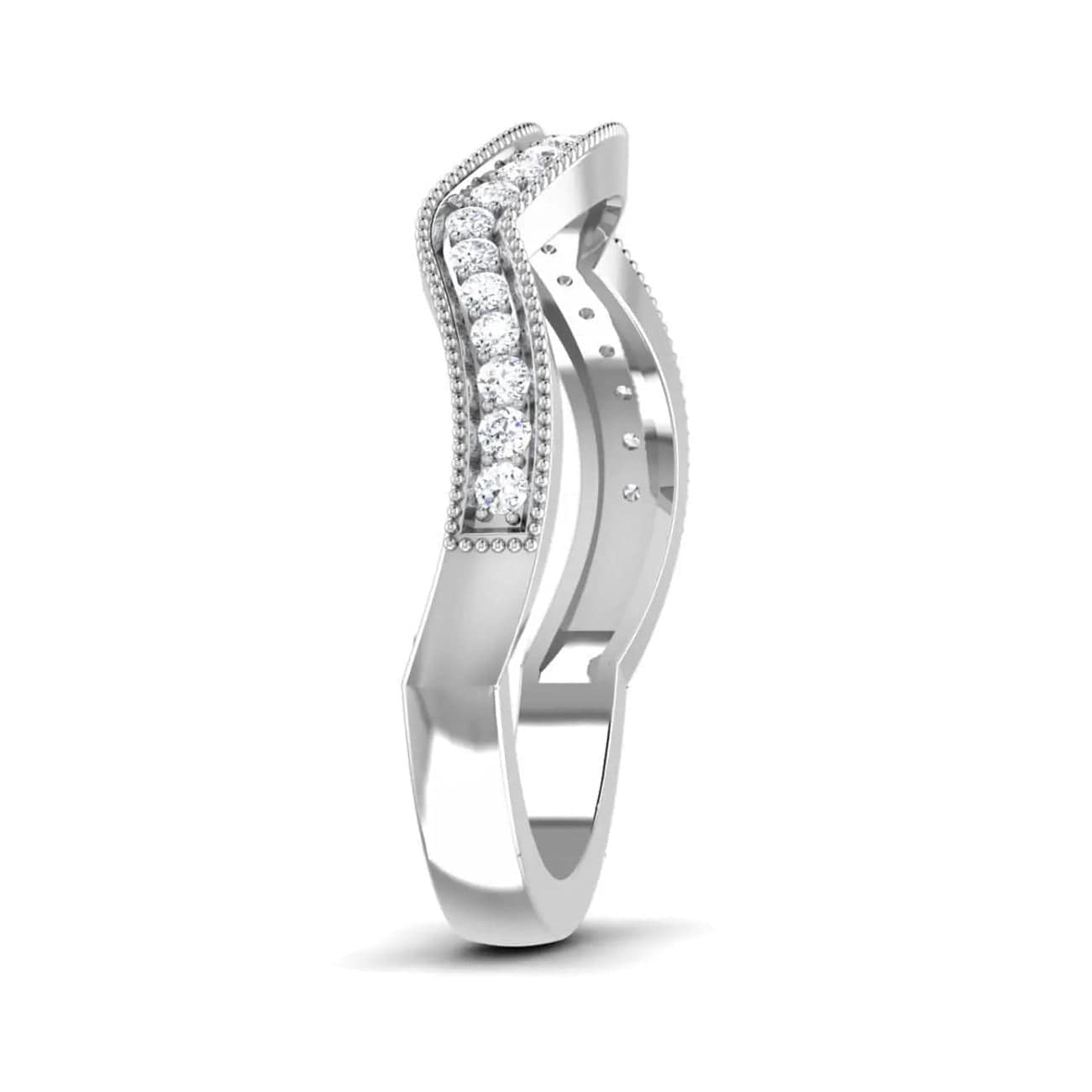 Jewelove™ Rings Designer Half Eternity Platinum Ring with Diamonds JL PT 437