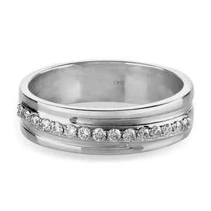 Jewelove™ Rings Designer Half Eternity Platinum Ring with Slanting Diamonds SJ PTO 291