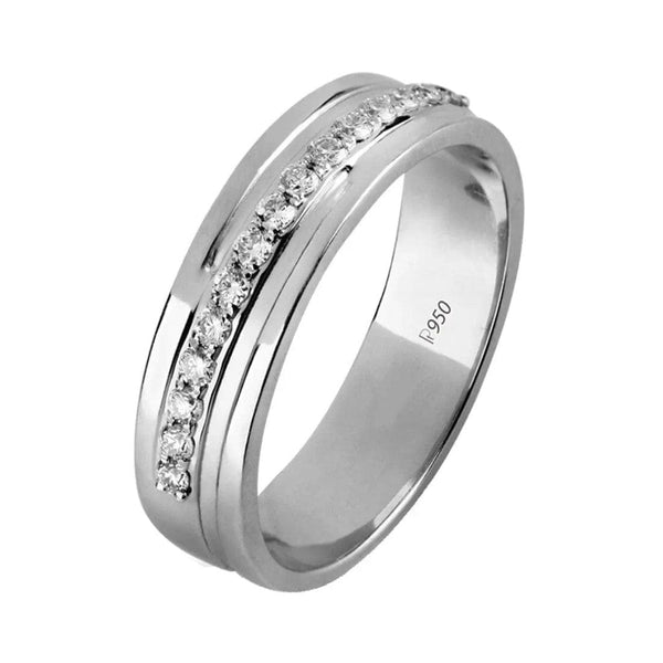 Jewelove™ Rings Designer Half Eternity Platinum Ring with Slanting Diamonds SJ PTO 291