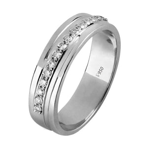 Jewelove™ Rings Designer Half Eternity Platinum Ring with Slanting Diamonds SJ PTO 291