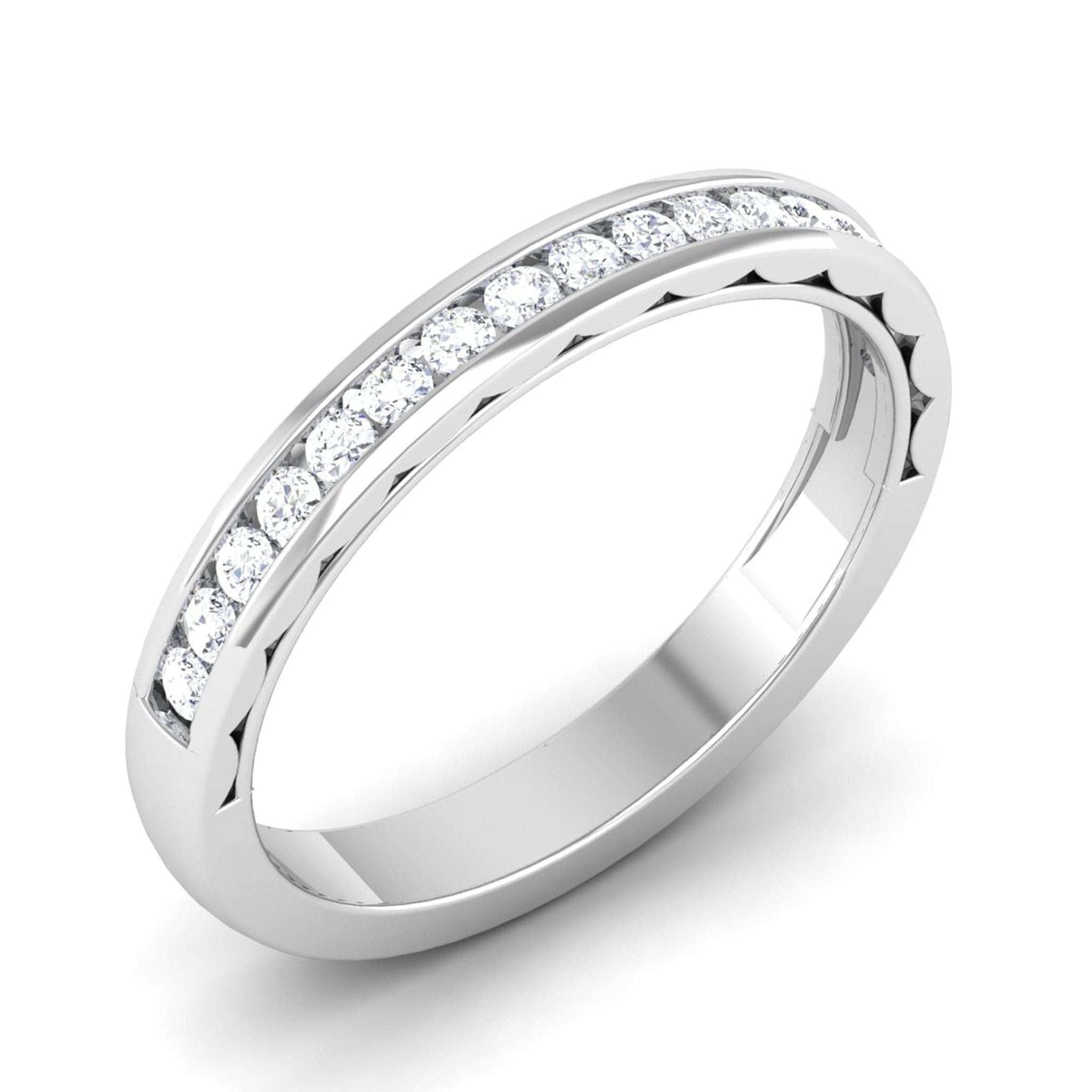 Jewelove™ Rings Designer Half Eternity Platinum Wedding Band with Channel Setting JL PT 6731