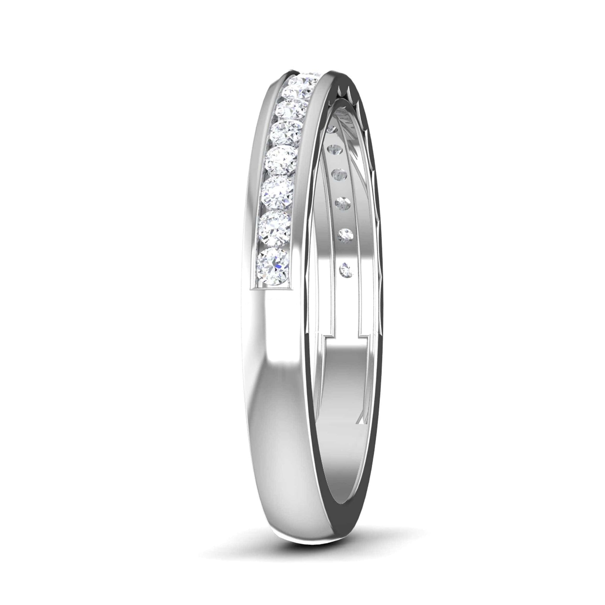 Jewelove™ Rings Designer Half Eternity Platinum Wedding Band with Channel Setting JL PT 6731