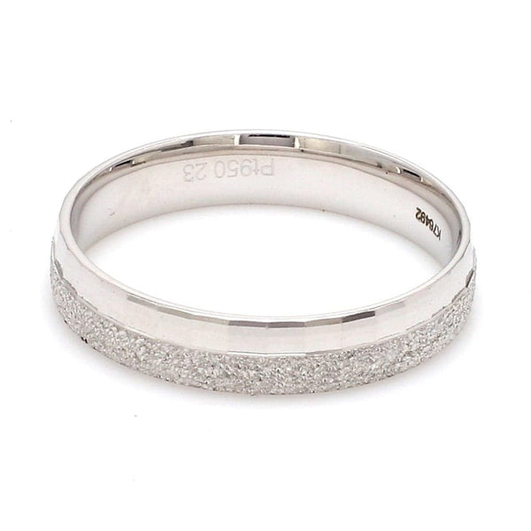 Jewelove™ Rings Designer Half Rough Texture Japanese Platinum Love Bands with JL PT 1023