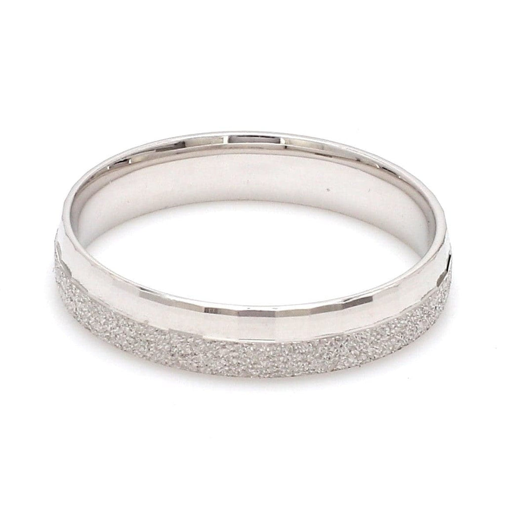 Jewelove™ Rings Designer Half Rough Texture Japanese Platinum Love Bands with JL PT 1023