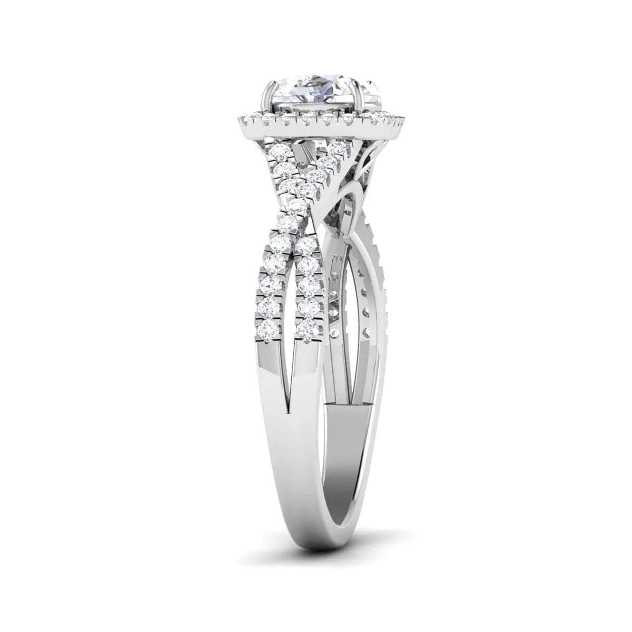 Jewelove™ Rings Women's Band only Designer Halo Platinum Diamond Mounting JL PT 499-M