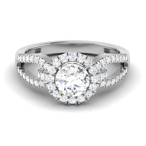 Jewelove™ Rings Women's Band only Designer Halo Solitaire Engagement Ring in Platinum JL PT 514