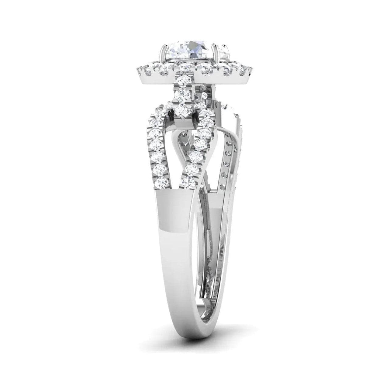 Jewelove™ Rings Women's Band only Designer Halo Solitaire Engagement Ring in Platinum JL PT 514