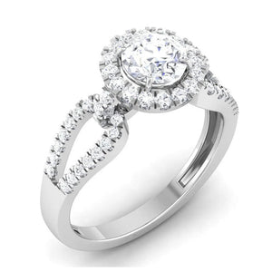 Jewelove™ Rings Women's Band only Designer Halo Solitaire Engagement Ring in Platinum JL PT 514