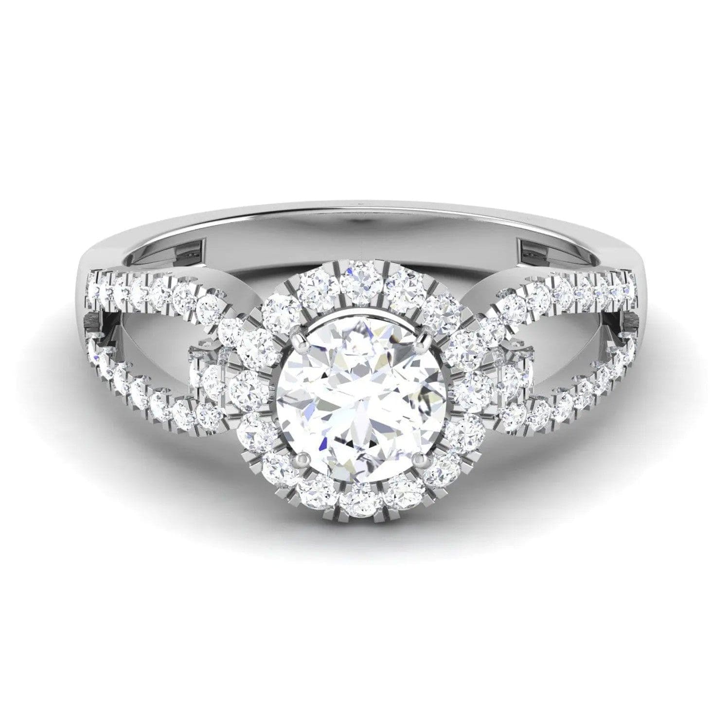 Jewelove™ Rings Women's Band only Designer Halo Solitaire Engagement Ring Mounting in Platinum JL PT 514-M