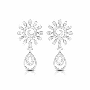 Jewelove™ Earrings SI IJ Designer Hanging Clusters Platinum Earrings with Diamonds JL PT E NK-69