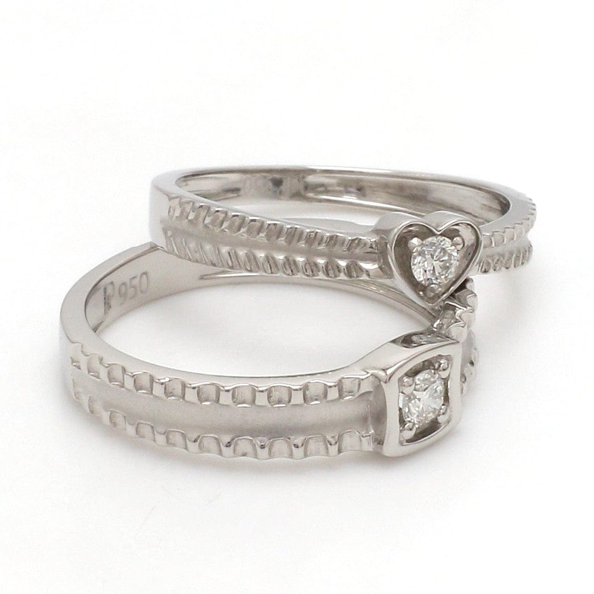 Jewelove™ Rings Designer Heart Platinum Love Bands JL PT 922